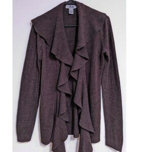 Brown Ruffled Open Cardigan, by Feel Liberated Women's Large